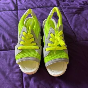 Neon green women's casual lace up sandals size 8 like new never been worn
